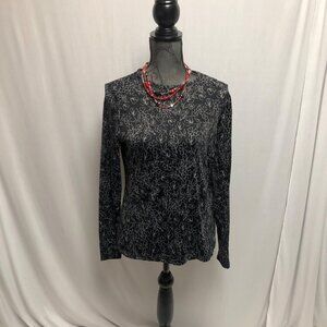 Hang Ten Top Womens Size Medium UV Protection Stretchy Floral Black Shirt NEW